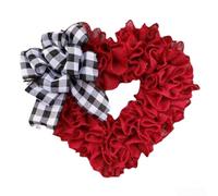 Corona en forma de corazón, decoración de puerta de San Valentín, adorno de pared de boda, tela rosa, decoración de corazón, fiesta romántica, colgante, moderno, minimalista, símbolo de amor rojo (A)