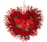 Corona en forma de corazón, decoración de puerta de San Valentín, adorno de pared de boda, tela rosa, decoración de corazón, decoración romántica para colgar, moderno, minimalista, símbolo de amor