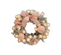 Corona Floral, Coronas Artificiales, Guirnalda Colgante de ratán Hecha a Mano de 40 cm for decoración de Puertas de centros comerciales.(Deep Pink)