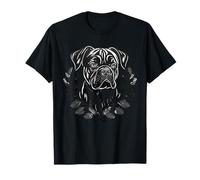 Corona floral del perro Boxer - Arte vectorial en escala de grises Camiseta