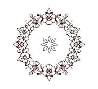 Corona floral intrincada y detallada con arte lineal y un motivo geométrico central. Calcomanías de pared de vinilo 42x42.6cm Personalización personalizada Café