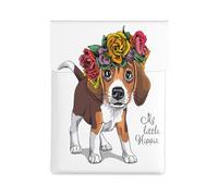 Corona Floral para la Cabeza de Cachorro Beagle,Funda de Cuero PU para portátil, Funda para portátil, Funda para portátil, maletín para Tableta