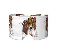 Corona floral para la cabeza de cachorro beagle,Máscara para ojos con bloqueo de luz y protección ocular completa para dormir, orejeras y ojos.