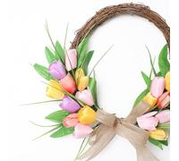Corona floral para todas las estaciones: multiusos, círculo de floración de tela, celebración de ventana de pared interior y exterior | Regalo Acento Estilo hogareño simple Mínimo Elegante Versátil Mo