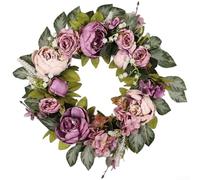 Corona floral realista con flores de peonía y vides para elevar el ambiente en hoteles y salas de eventos