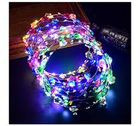 Corona Flores Led, Funpa 7 unids Garland Diademas Luminosas 10 LEDs Bohemia Diadema Flores LED Headwear Floral Corona Tiara Decoración de La Boda Coronas de Flores para Niñas Mujeres