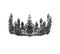 Corona gótica de reina de cristal negro para mujer, tocado gótico victoriano, corona negra gótica