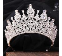 Corona grande de cristal con diamantes de imitación de estilo vintage, tocado de boda, accesorios de boda, tiara para concurso de belleza, 1 unidad