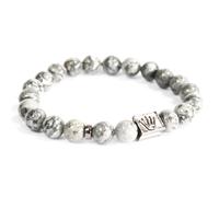 Corona Lingotes / gris ágata - Pulsera de piedras preciosas