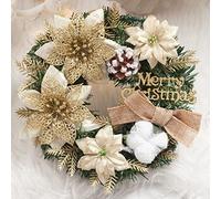 Corona navideña al aire libre, coronas navideñas artificiales para puerta principal, corona de invierno de 12 pulgadas/16 pulgadas/20 pulgadas, decoración navideña navideña, decoraciones para ventanas