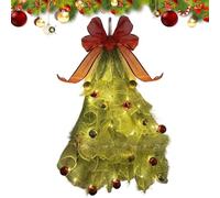 Corona Navideña | Artificial De Pinos Navideños con LED Y Lazo,Guirnalda de Pino con Luces LED,para Exterior Repisa Porche Chimenea Puerta Gabinete Cocina Ventana