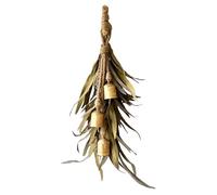 Corona navideña con campanas vintage - Guirnalda de hojas verdes, decoración rústica para puerta de entrada, colgante navideño | Pared Chimenea Manto Mesa Cocina Gabinete Ventana Hogar Festivo