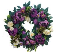 Corona navideña de simulación de ratán, Guirnalda de Serie de peonías Artificiales para decoración de Pared de Mesa de Fiesta navideña en casa, Granja, B