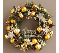 Corona navideña para Puerta de Entrada, decoración de Guirnalda navideña, Coronas navideñas Artificiales con Luces para Ventanas, Corona para Puerta Interior y Exterior, Adornos navideños