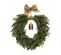 Corona Navideña para Puerta, Decoración Estacional Falsa Bohemia con Lazo y Campana, Corona De Navidad Rústica, para Ventana Chimenea Repisa Cocina Hogar Puerta Porche Interior Exterior Casa de Campo