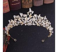 corona nupcial Corona de reina for mujer, coronas de boda de lujo de cristal barroco Cuentas de diamantes de imitación hechas a mano for novia Tiaras Moda Reina Tocado Accesorios for el cabello ( Colo