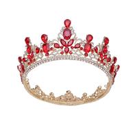 Corona Nupcial Redonda De Cristal Barroco De Lujo, Corona De Campeón Del Concurso De Gemas Verdes Esmeralda Delicado Cómodo(C1)