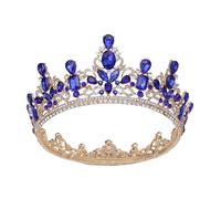 Corona Nupcial Redonda De Cristal Barroco De Lujo, Corona De Campeón Del Concurso De Gemas Verdes Esmeralda Delicado Cómodo(C4)