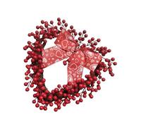 Corona para el día de San Valentín de 13 pulgadas para puerta delantera, corona de bayas artificiales, corazón para decoración de boda del día de San Valentín, flor realista