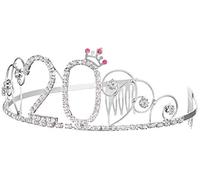 Corona para el pelo 20 cumpleaños Happy Birthday Crystal Rhinestone Crown Embellishments Wedding Hair Band Comb Headband for Women (20 cumpleaños)
