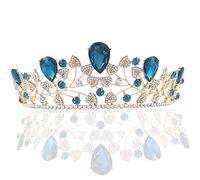 Corona para mujer, corona para niñas, diadema de cristal, corona de princesa, accesorios para el pelo para novia, fiesta de cumpleaños (dorado, 16 cm x 5 cm)