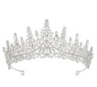 Corona para mujer, tiara de boda, corona de princesa de cristal, corona de princesas, para adultos, para carnaval, cumpleaños, fiestas, bailes, para mujeres y niñas, plata, M, Aleaciones, No es una