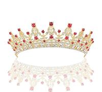 Corona para mujeres corona para niñas diadema de cristal corona princesa accesorios para el cabello para novia fiesta de cumpleaños boda (color: dorado, tamaño: 18 cm x 6 cm) (oro 18 cm x 6 cm)