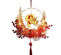 Corona para Puerta Delantera, Colgante de Puerta y Dorada, decoración de Año Nuevo, Corona de Puertas Principales, de Festival de Primavera, Colgante de Puerta Rojo Dorado para Puertas