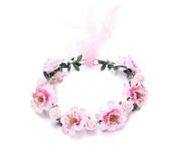 Corona pelo Comunion Guirnalda de moda, corona de flores rosas, diademas for mujer, cinta ajustable, corona Floral for niñas, accesorios for el cabello de Halo nupcial(A-pink)