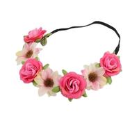 Corona pelo Comunion Guirnalda de moda, corona de flores rosas, diademas for mujer, cinta ajustable, corona Floral for niñas, accesorios for el cabello de Halo nupcial(B-Rose Red)