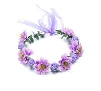 Corona pelo Comunion Guirnalda de moda, corona de flores rosas, diademas for mujer, cinta ajustable, corona Floral for niñas, accesorios for el cabello de Halo nupcial(A-purple)