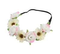 Corona pelo Comunion Guirnalda de moda, corona de flores rosas, diademas for mujer, cinta ajustable, corona Floral for niñas, accesorios for el cabello de Halo nupcial(B-White)
