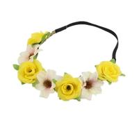 Corona pelo Comunion Guirnalda de moda, corona de flores rosas, diademas for mujer, cinta ajustable, corona Floral for niñas, accesorios for el cabello de Halo nupcial(B-Yellow)