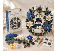 Corona perforadora de tela 3D, kit de bricolaje, corona navideña para | Poke Art Kit con tela de flores de piña y cadena de luz cálida
