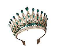 Corona Princesa Tiara, corona, mujer, niña, boda, novia, accesorios for el cabello de princesa(Gold and green)
