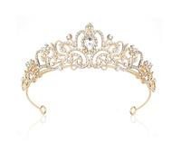 Corona Princesa, Tiaras de Novia, Tiara Princesa, Tiara Niña Adecuado para Bodas, Fiestas de Graduación, Desfiles, Fiestas de Princesas, Fiestas de Cumpleaños, Etc (Dorado)