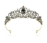 Corona Princesa, Tiaras de Novia, Tiara Princesa, Tiara Niña Adecuado para Bodas, Fiestas de Graduación, Desfiles, Fiestas de Princesas, Fiestas de Cumpleaños, Etc (Negro oscuro)