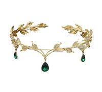 Corona Princesa, Tocado éLfico Retro, Cristal Diademas Mujer, Tocados de Pelo Boda, para Bodas, Graduaciones, Desfiles, Fiestas de Princesas, Fiestas de Cumpleaños (Verde)