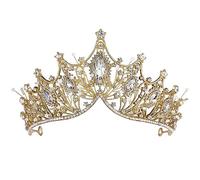 Corona Queen, Tiara de Cristal Cumpleaños Corona Boda Tiara Niña Mujer Boda Reina Cristales Princesa Corona para Cumpleaños Boda Prom Fiesta Decoraciones Oro
