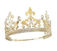 Corona Real de Rey para Hombres Corona de Príncipe de Metal Tiaras Redonda Completa Para Navidad/Boda/Graduación/Concurso/Fiesta de Cumpleaños/Fotografía, Medio, Metal, Cristal