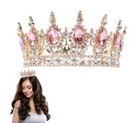 Corona redonda completa con diamantes de imitación, estilo vintage, barroco, para boda, princesa, carnaval, disfraz de reina, boda, graduación, fiesta, cumpleaños, accesorios para el cabello, talla