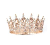 Corona redonda de boda para mujer, concurso de novia, concurso de novia, tiaras de cristal, corona para reinas y rey