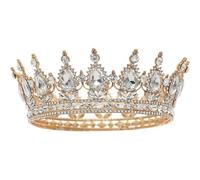 Corona redonda de boda para mujer, concurso de novia, concurso de novia, tiaras de cristal, corona para reinas y rey