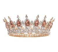 Corona redonda de boda para mujer, concurso de novia, concurso de novia, tiaras de cristal, corona para reinas y rey