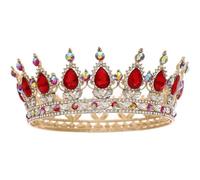 Corona redonda de boda para mujer, concurso de novia, concurso de novia, tiaras de cristal, corona para reinas y rey