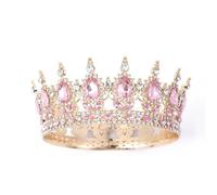Corona redonda de boda para mujer, concurso de novia, concurso de novia, tiaras de cristal, corona para reinas y rey