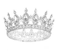 Corona redonda de boda para mujer, concurso de novia, concurso de novia, tiaras de cristal, corona para reinas y rey