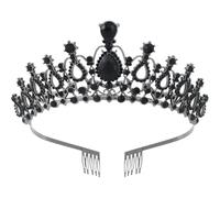 Corona reina de diamantes de imitación, coronas de boda de oro princesa real princesa crystal tiara corona bandas negras
