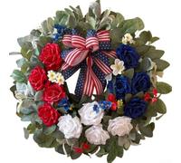 Corona roja, blanca y azul para uso en la puerta delantera, apoyando las tradiciones del Día de la Independencia y las actividades de observancia (50 cm)