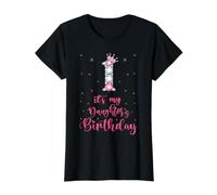 Corona Rosa Sweet 1 It's My Daughter's Birthday de 1 año Camiseta gráfica económica, Mujer, Negro, S